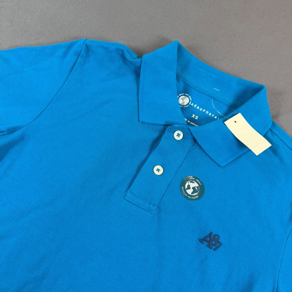 Aeropostale Mens A87 Logo Pique Polo Shirt Blue XS Golf Preppy